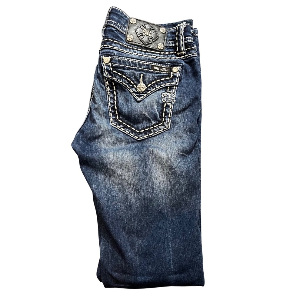 Miss Me Signature Bootcut Jeans Y2K Embroidered Western Womens Size 28 Blue
